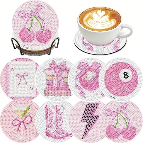 8Pcs Beach Diamond Art Coasters Kits, Summer Diamond Painting Coasters Kits, Coastal Diamond Dot Coasters for Adults Crafts 5D Gem Art Kit Easy Crafts, Non Slip Coaster for Home Decor Gift Ocean DIY in Saudi Arabia