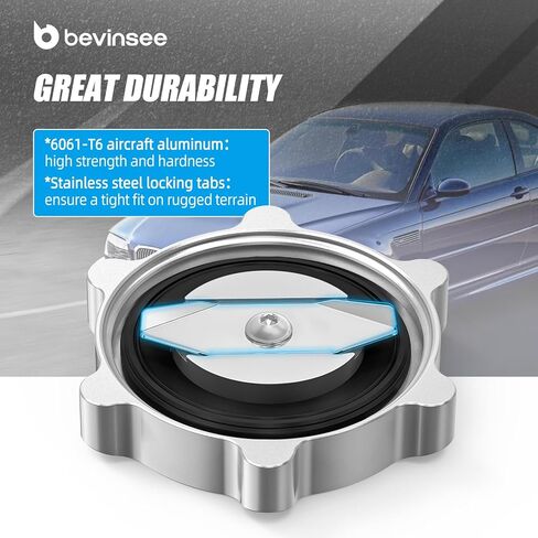 غطاء غطاء حشو زيت المحرك من Bevinsee مع حلقة O متوافقة مع BMW E46 E92 E30 E36 E90 Z4 E85 318i 320i 323i 323Ci 325i 325xi 325Ci 328i 328Ci 330i 330xi، ألومنيوم، فضي in Kuwait