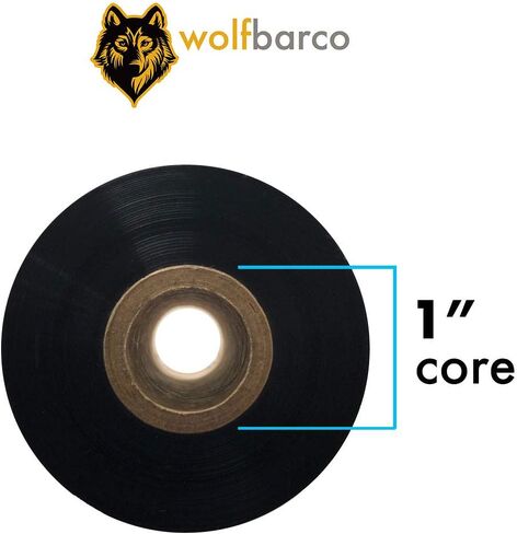 12 لفة من Wolfbarco مقاس 4.02 بوصة × 1181 بوصة (102 مم × 360 م) شريط نقل حراري شمعي معزز بالراتنج الممتاز للملصق والرمز الشريطي لطابعات داتاماكس، الحجم الأساسي 1 بوصة، CSI (جانب مطلي) in Kuwait
