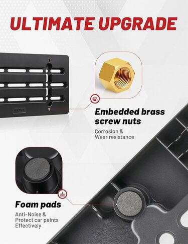 RED WOLF Front License Plate Bracket, No Drill Front License Plate Holder Universal for Car Truck SUV Bumper Car Tag Frame Mounting Kit w/Anti Theft Stainless Steel Screw Wrench Bolt Cap 4 Brass Nuts in Kuwait