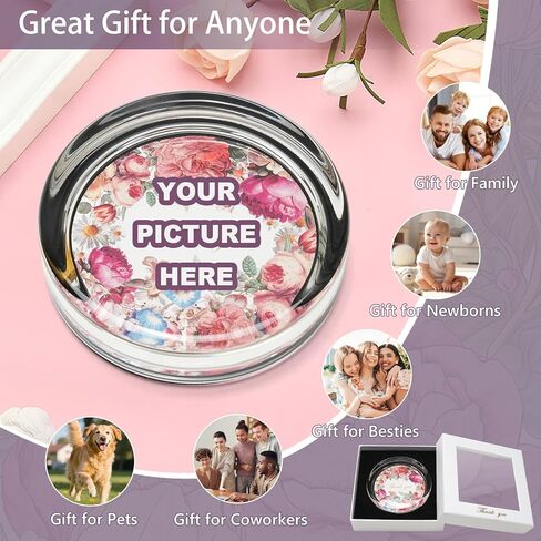 Create Your Own Glass Photo Paperweight Kit, Personalized Engraved Paperweight Craft for Pictures, Custom Photo Gifts Unique Thank You Picture Gifts for Anyone in Saudi Arabia