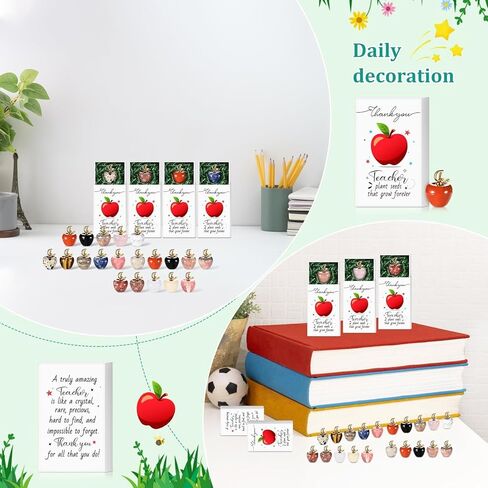 20 Sets Teacher Appreciation Gifts in Bulk Thank You Teacher Desk Decor Mini Apple Teacher Pocket Hug Token with Green Moss Thank You Gifts for Teacher Coworker Staff Employee Appreciation Gifts in Saudi Arabia