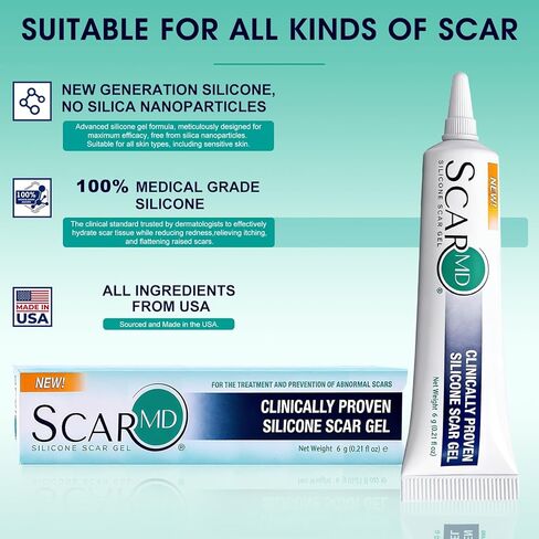 Scar Gel Scar Cream, Keloid Bump Removal, Advance Scar Gel for Surgical Scars,Body,Leg, Burns,C-Section, Stretch Marks, Reduces Discomfort, 0.21oz in Saudi Arabia