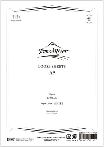 Tomoe River FP 68 gsm Loose Sheet by SANZEN, 5.85 x 8.27 Inches (A5-size), White, 100 Sheets/Pack (SR-A5P-W68) in Saudi Arabia