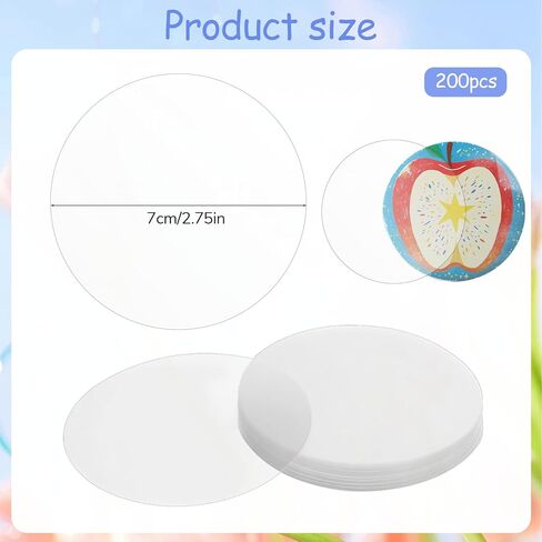 200 Pcs Clear Badge Film for 58mm Badge Circle Transparent Protective Film Button Pin Maker with Circle Mylars Plastic Cover Badges Protective Films for Button Maker DIY Arts Crafts (58mm) in Kuwait