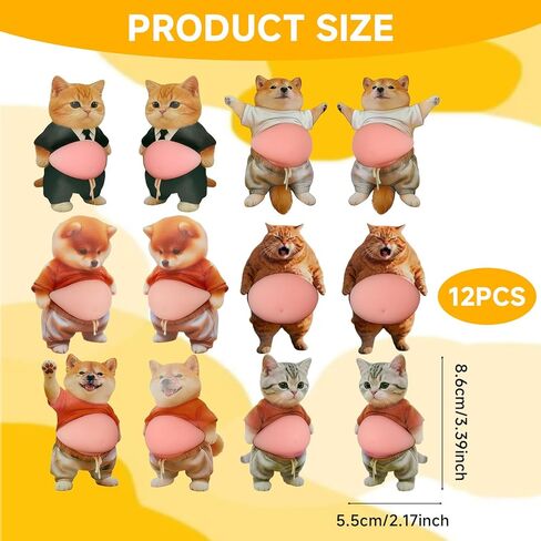 12 قطعة 3 D-Effect Shiba Inu ملصق لبطن الكلب والقط من السيليكون الناعم المضاد للتصادم، ملصق اسفنجي لطيف لباب السيارة والأثاث الجداري وخزانة الهاتف والثلاجة وديكور المنزل in Kuwait