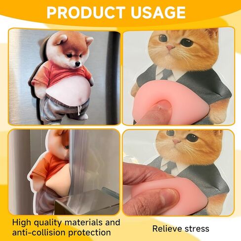 12 قطعة 3 D-Effect Shiba Inu ملصق لبطن الكلب والقط من السيليكون الناعم المضاد للتصادم، ملصق اسفنجي لطيف لباب السيارة والأثاث الجداري وخزانة الهاتف والثلاجة وديكور المنزل in Kuwait