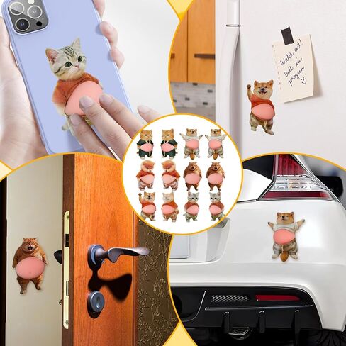 12 قطعة 3 D-Effect Shiba Inu ملصق لبطن الكلب والقط من السيليكون الناعم المضاد للتصادم، ملصق اسفنجي لطيف لباب السيارة والأثاث الجداري وخزانة الهاتف والثلاجة وديكور المنزل in Kuwait