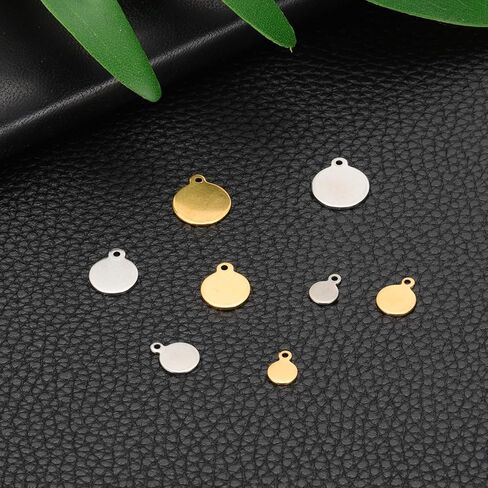 Generic 80 Pcs 1/2 Inch Round Metal Stamping Blanks, Stainless Steel Silver Tone Blank Tags with Hole for Metal Stamping Tag, Jewelry Making, Engraving in Kuwait