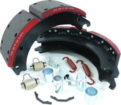 طقم صندوق أحذية الفرامل 4702Q الجديد لـ Meritor Q Plus 15 بوصة × 4 بوصة 23K GAWR مع قطعتين من أحذية الفرامل المبطنة (المرجع # 4702Q) ومجموعة إصلاح الفرامل قطعة واحدة (المرجع # E9064) - بديل لـ OTR4702QRED XKEG4702QP E9064 KIT8824HD in Kuwait