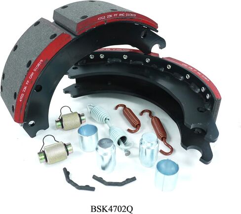 طقم صندوق أحذية الفرامل 4702Q الجديد لـ Meritor Q Plus 15 بوصة × 4 بوصة 23K GAWR مع قطعتين من أحذية الفرامل المبطنة (المرجع # 4702Q) ومجموعة إصلاح الفرامل قطعة واحدة (المرجع # E9064) - بديل لـ OTR4702QRED XKEG4702QP E9064 KIT8824HD in Kuwait