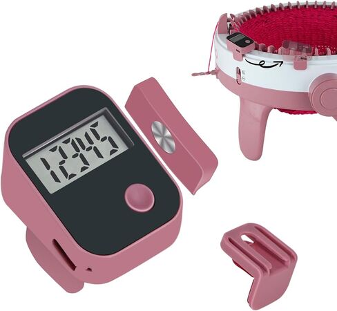 Rechargeable Knitting Machine Counter, Row Counter for Knitting Machine, Removable Magnetic Suitable for 32/40/48 Needle Row Digital Counter (Pink-1PCS) in Saudi Arabia