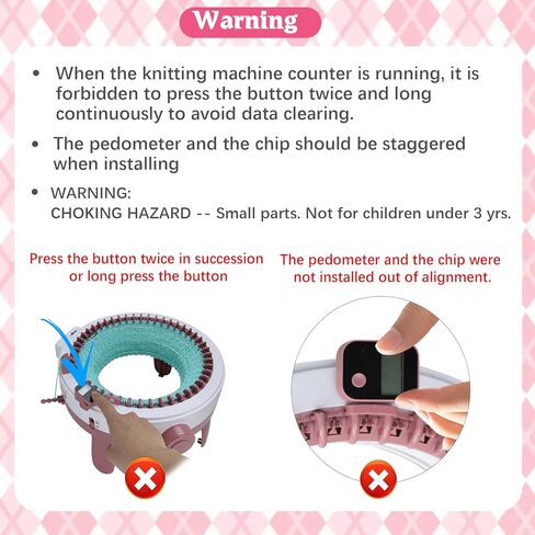 Rechargeable Knitting Machine Counter, Row Counter for Knitting Machine, Removable Magnetic Suitable for 32/40/48 Needle Row Digital Counter (Pink-1PCS) in Saudi Arabia