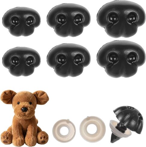 140pcs Plastic Safety Noses for Crochet Animals, 3 Sizes Black Black Craft Nose with Washers for Amigurumi Crochet Bears, Dogs, Stuffed Animals, Doll Making in Kuwait