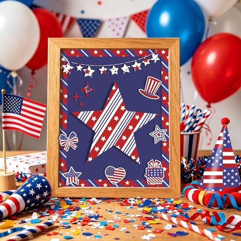 Konsait 24 Sheets Patriotic Scrapbook Paper, 6x6 Double-Sided 4th of July Pattern Paper, 12 Unique Red White Blue Designs for Independence Day, Memorial Day Crafts in Kuwait