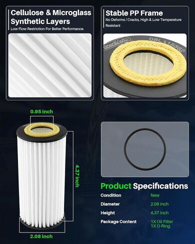 Premium-Synthetic Oil Filter for Audi A3/Q5/A4/Q7/A6/A5, for VW Jetta/Passat/Golf, for Porsche Macan – Replacement XG11784 - Please Verify Part Number Before Installation in Kuwait