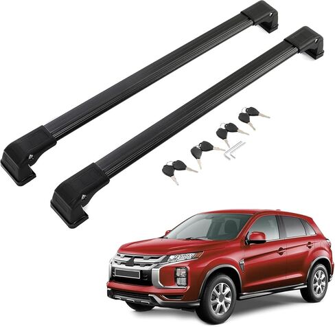 ECOTRIC Cross Bar متوافق مع 2010-2024 Mitsubishi Outlander Sport/ASX حامل السقف على السطح حقيبة البضائع حامل الأمتعة الألومنيوم الأسود in Kuwait