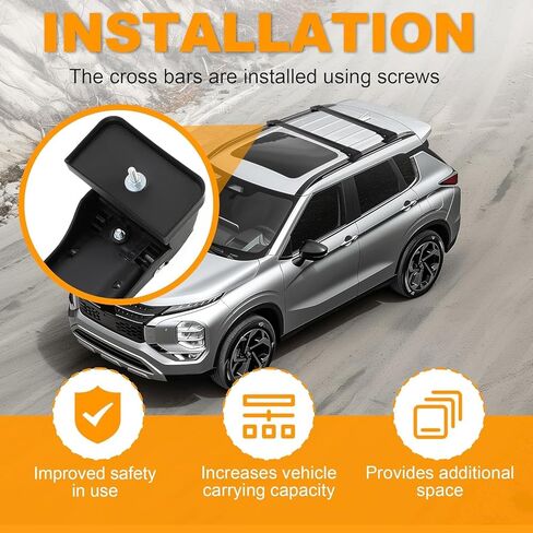 ECOTRIC Cross Bar متوافق مع 2010-2024 Mitsubishi Outlander Sport/ASX حامل السقف على السطح حقيبة البضائع حامل الأمتعة الألومنيوم الأسود in Kuwait