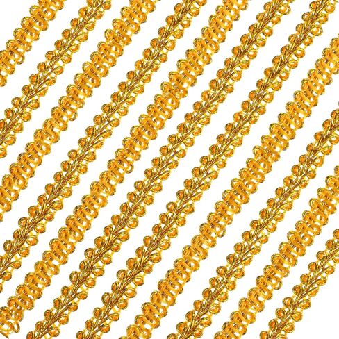 11Yards Gold Braid Lace Trim,Gold Trim for Sewing 8mm Decorative Gimp Braid Trims for Sewing Crafts Clothing,Wedding,Bridal Costume Lampshade,Curtains DIY Decoration in Kuwait