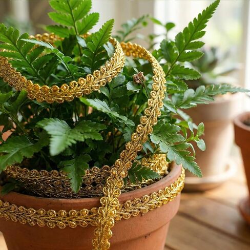 11Yards Gold Braid Lace Trim,Gold Trim for Sewing 8mm Decorative Gimp Braid Trims for Sewing Crafts Clothing,Wedding,Bridal Costume Lampshade,Curtains DIY Decoration in Kuwait