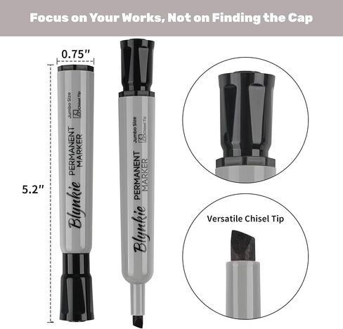 Jumbo Permanent Markers Bulk, 108 Count Black Chisel Tip Permanent Markers, Large Wide Tip, Quick-Drying, Waterproof Ink for Signs, Posters, Plastic, Wood, Stone, Metal, Office & Teacher Supplies in Saudi Arabia
