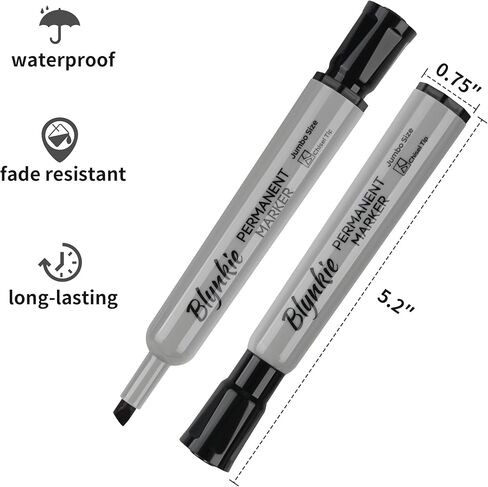 Jumbo Permanent Markers Bulk, 108 Count Black Chisel Tip Permanent Markers, Large Wide Tip, Quick-Drying, Waterproof Ink for Signs, Posters, Plastic, Wood, Stone, Metal, Office & Teacher Supplies in Saudi Arabia