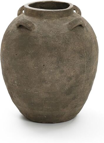 LuxenHome Rustic Ceramic Flower Vase,15 Inch Tall Brown Terracotta Cauldron Vase for Living Room Decor，Large Floor Vase Home Décor Accents,Round Vintage Pottery Vases Home Decor in Saudi Arabia