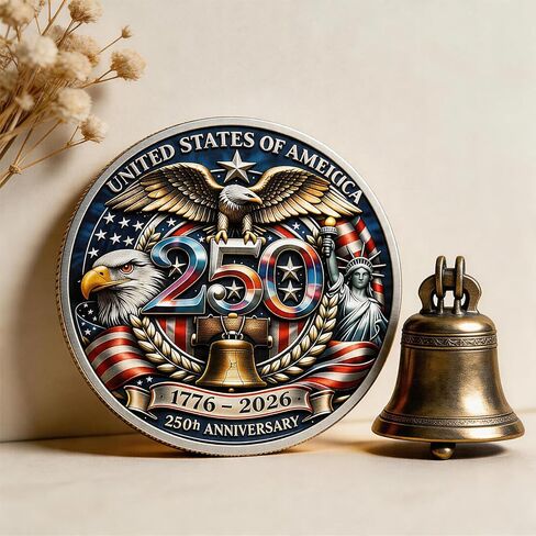 USA 250th Anniversary Commemorative Coin-Vintage American Eagle&Liberty Symbols Collectible for Celebration 4th of July Independence Day History Lover Gifts in Kuwait