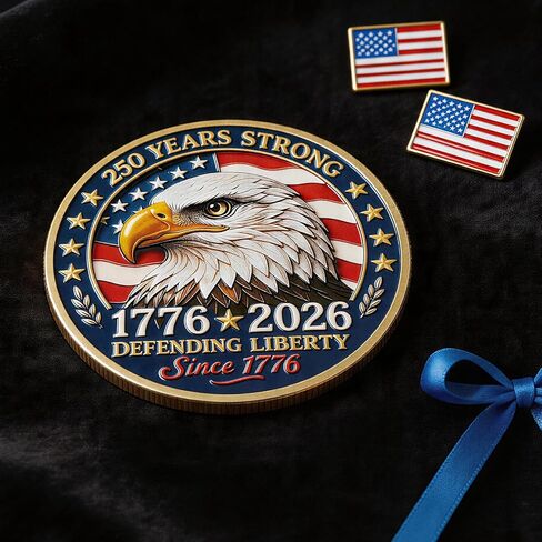 USA 250th Anniversary Commemorative Coin-Vintage American Eagle&Liberty Symbols Collectible for Celebration 4th of July Independence Day History Lover Gifts in Kuwait