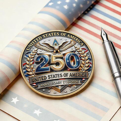 USA 250th Anniversary Commemorative Coin-Vintage American Eagle&Liberty Symbols Collectible for Celebration 4th of July Independence Day History Lover Gifts in Kuwait