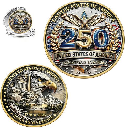 USA 250th Anniversary Commemorative Coin-Vintage American Eagle&Liberty Symbols Collectible for Celebration 4th of July Independence Day History Lover Gifts in Kuwait
