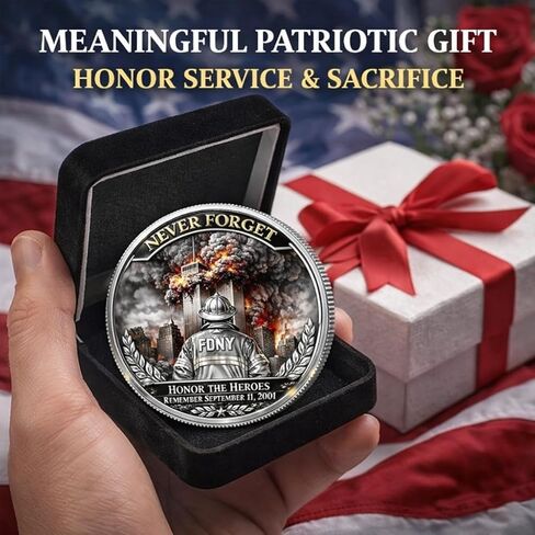 9/11 Never Forget Challenge Coin 25th Anniversary Commemorative Coin Double-Sided Memorial Coin Honor Heroes September 11 2001 Patriotic Collectible Gift for Veterans First Responders Family (1pcs) in Kuwait