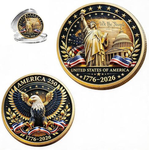 USA 250th Anniversary Commemorative Coin-Vintage American Eagle&Liberty Symbols Collectible for Celebration 4th of July Independence Day History Lover Gifts in Kuwait