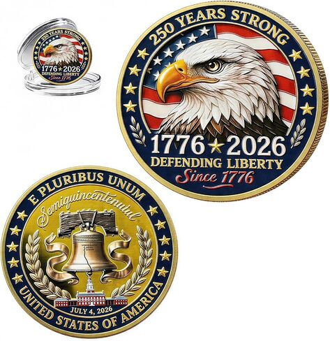 USA 250th Anniversary Commemorative Coin-Vintage American Eagle&Liberty Symbols Collectible for Celebration 4th of July Independence Day History Lover Gifts in Kuwait
