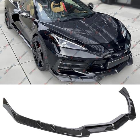 2020-2025 متوافق مع تشيفي كورفيت C8 Z51 ستينغراي، مقسم الشفاه الأمامي، تصميم 3 قطع، ABS أسود لامع - WheelX in Kuwait