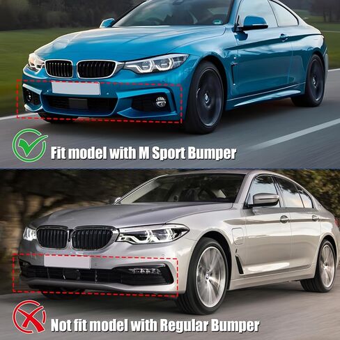 الشفة الأمامية الممتصة للصدمات متوافقة مع 2014-2020 BMW 4 Series 428i/ 430i/ 435i/ 440i/ F32/ F33/ F36/ (موديلات M الرياضية)، طقم سد مقسم الهواء باللون الأسود اللامع 4 قطع in Kuwait