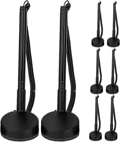 BESTYASH Secure Counter Pen with Holder and Chain 8pcs Black Desktop Signature Pens for Office Reception and Bank Guest Sign-in Comfortable Writing in Kuwait