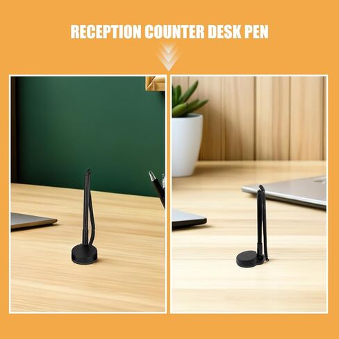 BESTYASH Secure Counter Pen with Holder and Chain 8pcs Black Desktop Signature Pens for Office Reception and Bank Guest Sign-in Comfortable Writing in Kuwait