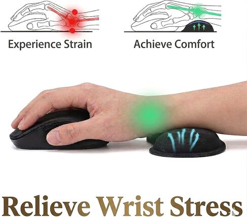 Ergonomic Memory Foam Mouse Wrist Rest Support Pad Cushion for Computer, Laptop, Office Work, PC Gaming - Massage Holes Design - Wrist Pain Relief (Black Mouse Wrist Rest) in Kuwait