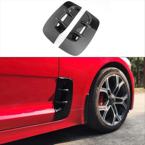 2PCS ABS Glossy Black Car Side Fender Vent Trim Covers Compatible with Kia Stinger 2018-2023 Accessories in Saudi Arabia