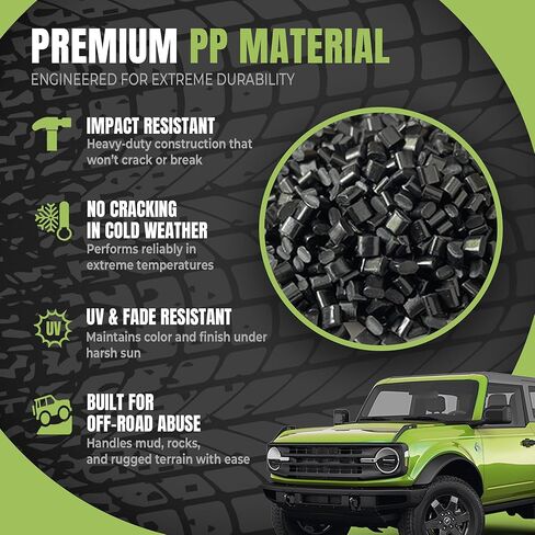 Sasquatch Fender Flares for 2021-2026 Ford Bronco 2/4 Door، 5.3 بوصة مجموعة حماية الحاجب ذات العجلات العريضة، مصبوب حقن PP أسود محكم، استبدال M-9164-BFK M2DZ-16268-AA، أمامي وخلفي 4 قطع in Kuwait