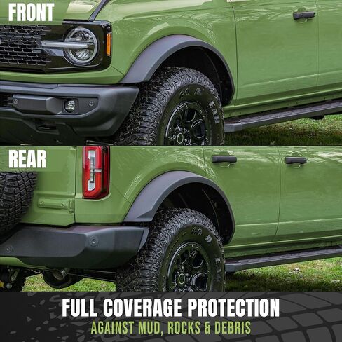 Sasquatch Fender Flares for 2021-2026 Ford Bronco 2/4 Door، 5.3 بوصة مجموعة حماية الحاجب ذات العجلات العريضة، مصبوب حقن PP أسود محكم، استبدال M-9164-BFK M2DZ-16268-AA، أمامي وخلفي 4 قطع in Kuwait