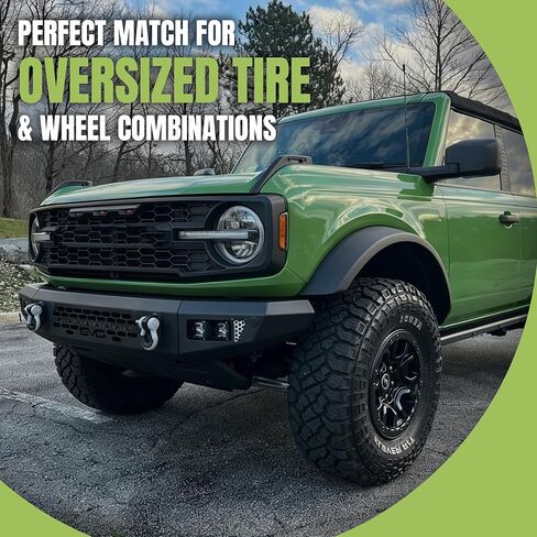 Sasquatch Fender Flares for 2021-2026 Ford Bronco 2/4 Door، 5.3 بوصة مجموعة حماية الحاجب ذات العجلات العريضة، مصبوب حقن PP أسود محكم، استبدال M-9164-BFK M2DZ-16268-AA، أمامي وخلفي 4 قطع in Kuwait