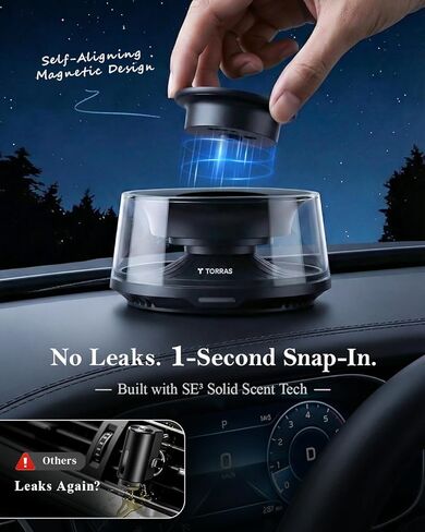 TORRAS Smart Car Air Fresheners Diffuser, The First App Control Car Freshener, Solar & USB-C Charging, Auto ON/Off, Cherry Blossom & White Musk, Lasts Up to 6 Months, CF20 Pro Fragrance Diffuser in Kuwait