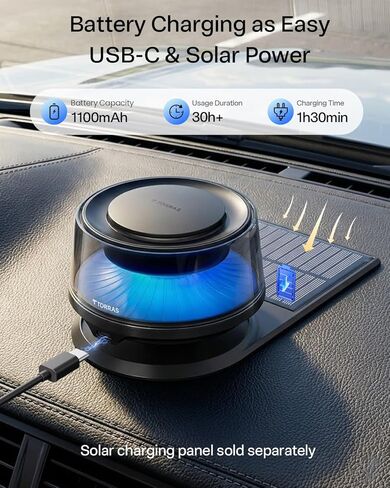 TORRAS Smart Car Air Fresheners Diffuser, The First App Control Car Freshener, Solar & USB-C Charging, Auto ON/Off, Cherry Blossom & White Musk, Lasts Up to 6 Months, CF20 Pro Fragrance Diffuser in Kuwait
