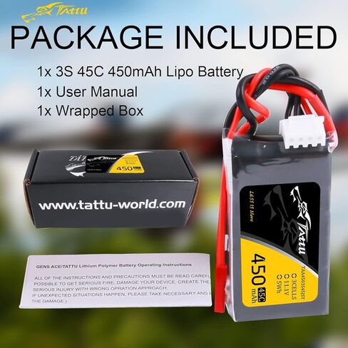 TATTU 450 مللي أمبير 11.1 فولت 3S1P بطارية ليبو 45C مع قابس JST لحجم صغير FPV E-flite Blade 180 CFX Torrent 110 Baby Hawk Micro 2 (1 قطعة) in Saudi Arabia
