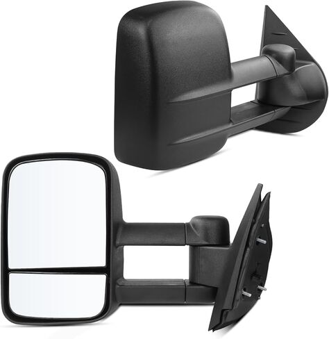 مرايا سحب Drive & Paasenger - متوافقة مع 2003-2006 Chevy Silverado GMC Sierra - مصباح تشغيل احتياطي لإشارة السهم الساخنة القابلة للتعديل - نسيج أسود in Kuwait