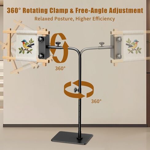 Workstand with Side Clamp for Lowery Stands, Heavy Duty Metal Needlepoint Stand, 360° Rotating & Height Adjustable Cross Stitch Floor Clampd for Embroidery, Punch Needle, Large Hoops in Saudi Arabia