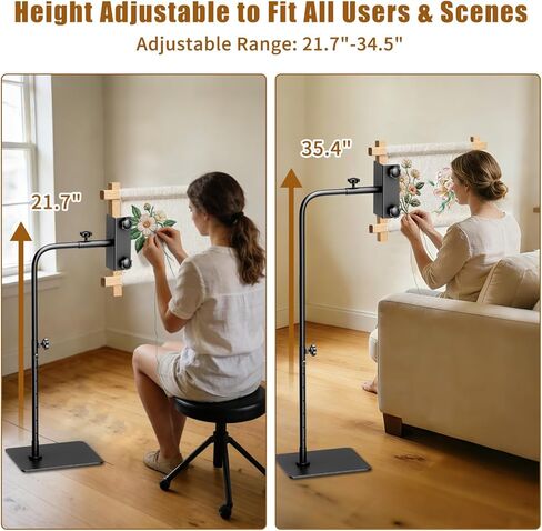 Workstand with Side Clamp for Lowery Stands, Heavy Duty Metal Needlepoint Stand, 360° Rotating & Height Adjustable Cross Stitch Floor Clampd for Embroidery, Punch Needle, Large Hoops in Saudi Arabia