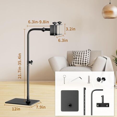 Workstand with Side Clamp for Lowery Stands, Heavy Duty Metal Needlepoint Stand, 360° Rotating & Height Adjustable Cross Stitch Floor Clampd for Embroidery, Punch Needle, Large Hoops in Saudi Arabia